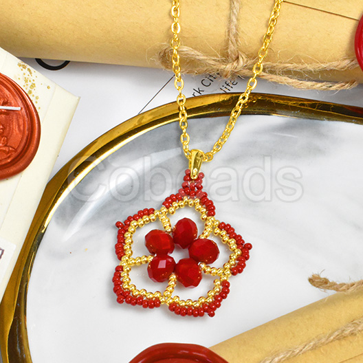 Cobeads Tutorial on Necklace With Flower Shape Beaded Pendant